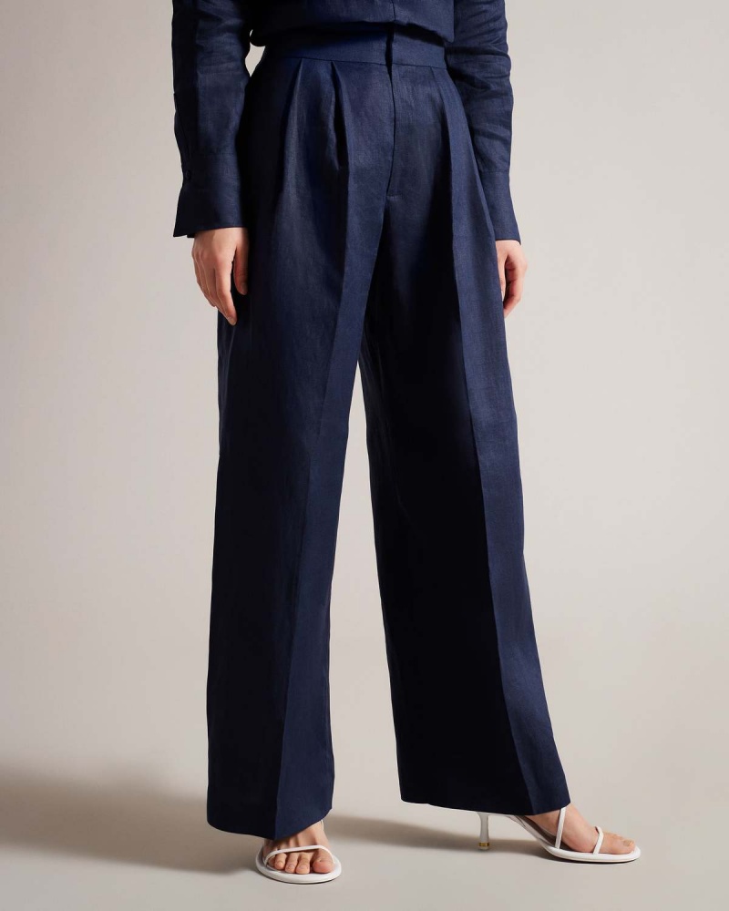 Ted Baker LUCIHH Linen Trouser Granatowe | 04DIEVQYB