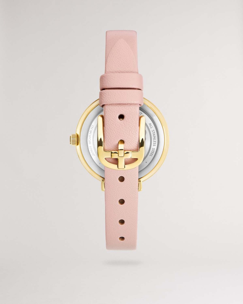 Ted Baker Lesedi Printed Dial Skórzane Paskiem Watch Różowe | 93RZYHMXO 