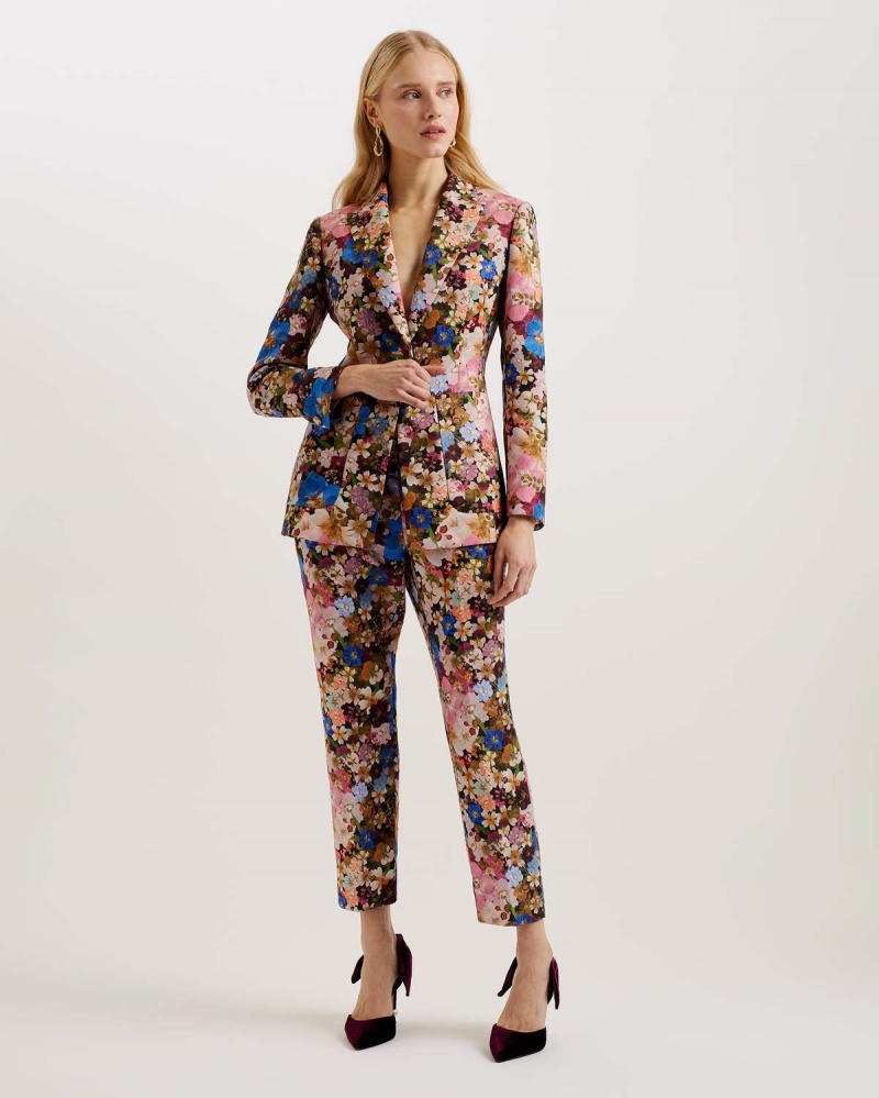 Ted Baker MADONIA Printed Single Breasted Tailored Blazer Czarne | 82IQGBCMY