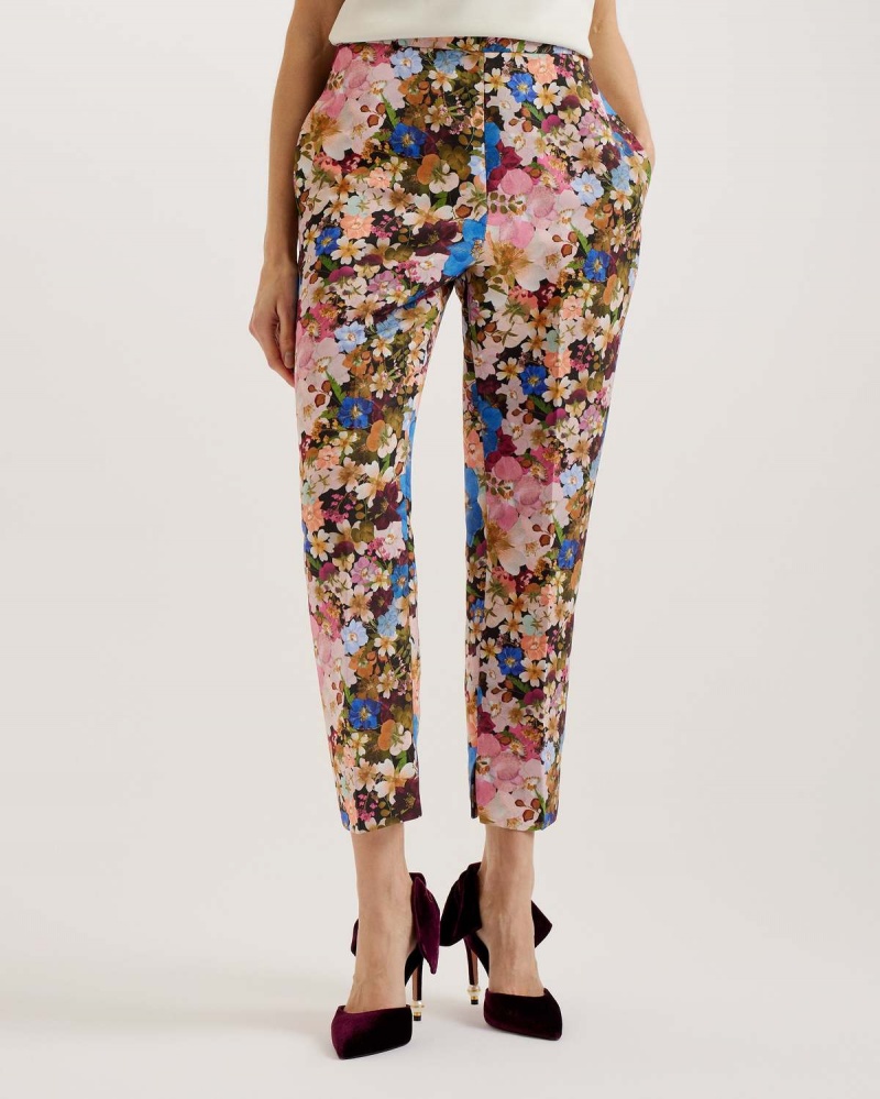 Ted Baker MADONID Printed Slim Leg Trouser Czarne | 10QCJRBSL