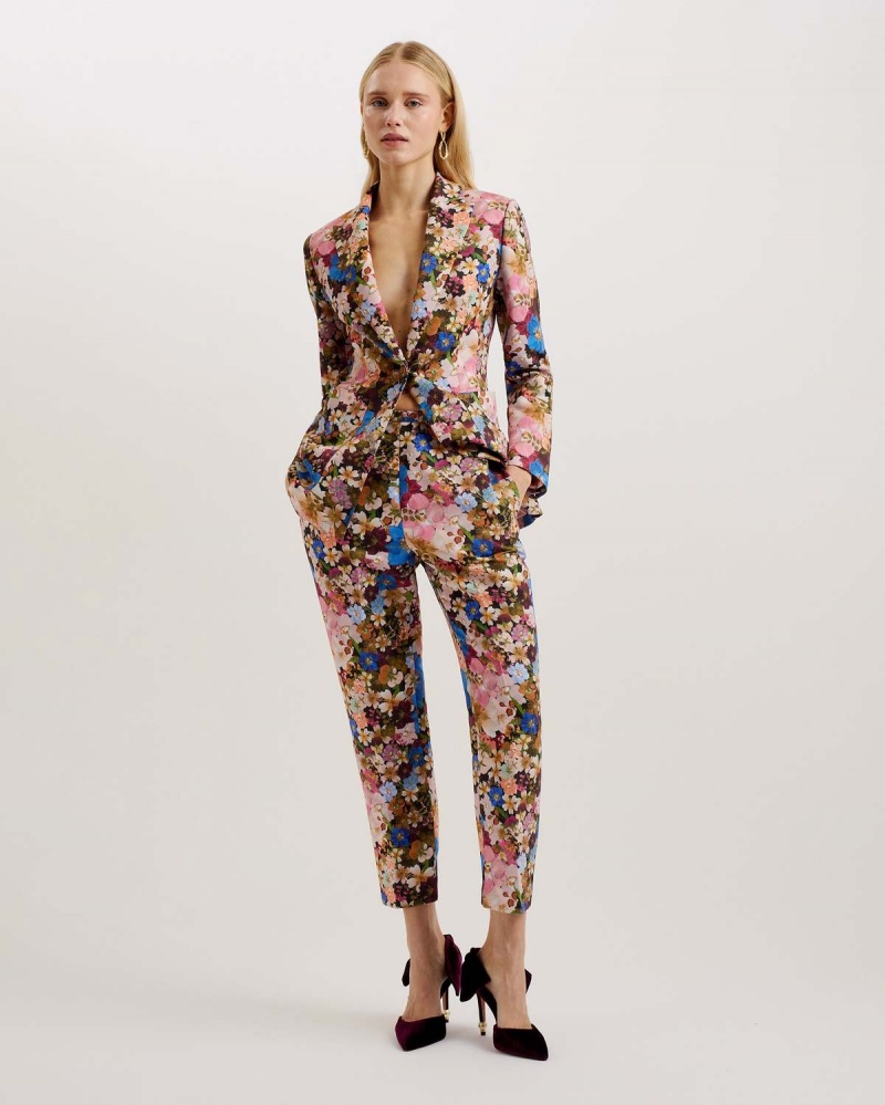 Ted Baker MADONID Printed Slim Leg Trouser Czarne | 10QCJRBSL