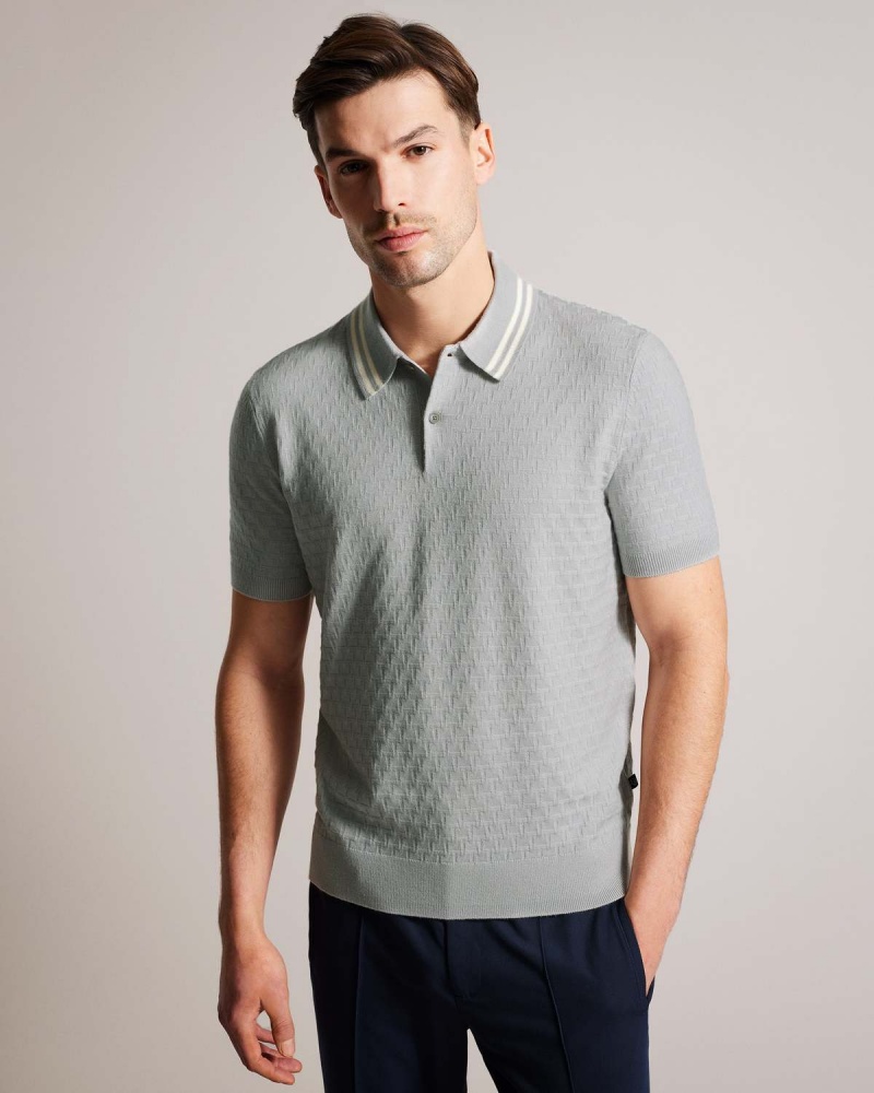 Ted Baker MAHANA SS Regular T Stitched Polo Szare | 21JYEAHTP