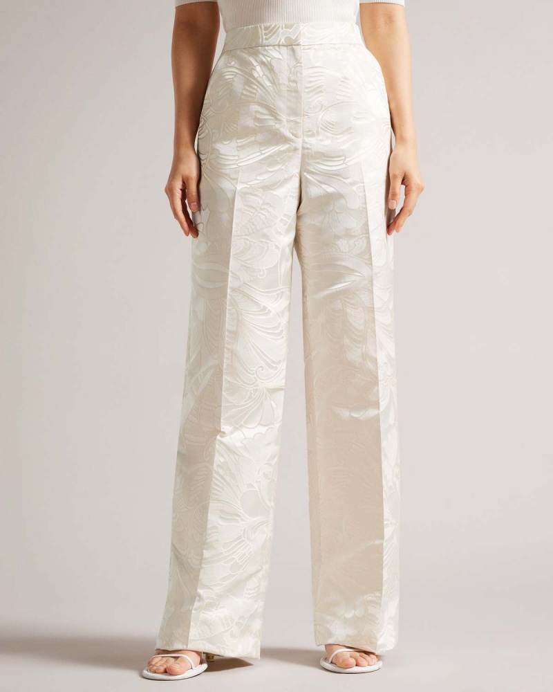 Ted Baker MAJIAT Szerokie Leg Jacquard Trouser Natural | 64JFXICZN