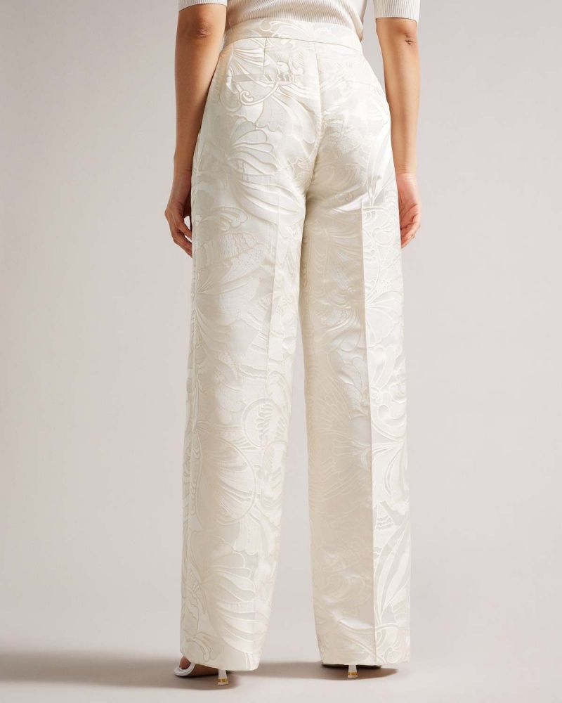 Ted Baker MAJIAT Szerokie Leg Jacquard Trouser Natural | 64JFXICZN