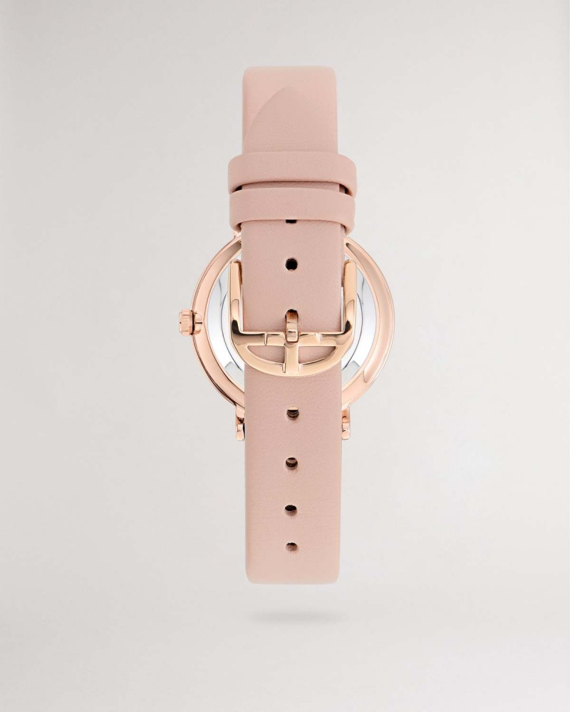 Ted Baker MARABEL BKPPH Printed Dial Eco Skórzane Paskiem Watch Różowe | 25ZHBKAST