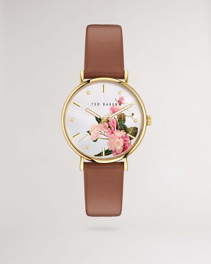 Ted Baker MARABEL BKPPH Printed Dial Eco Skórzane Paskiem Watch Różowe | 25ZHBKAST