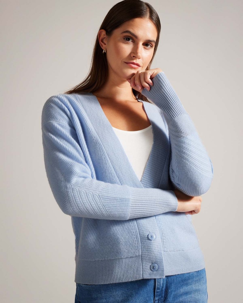 Ted Baker MARILO Easy Fit Trykotowy Cardigan Lt-Blue | 51GCWFALB