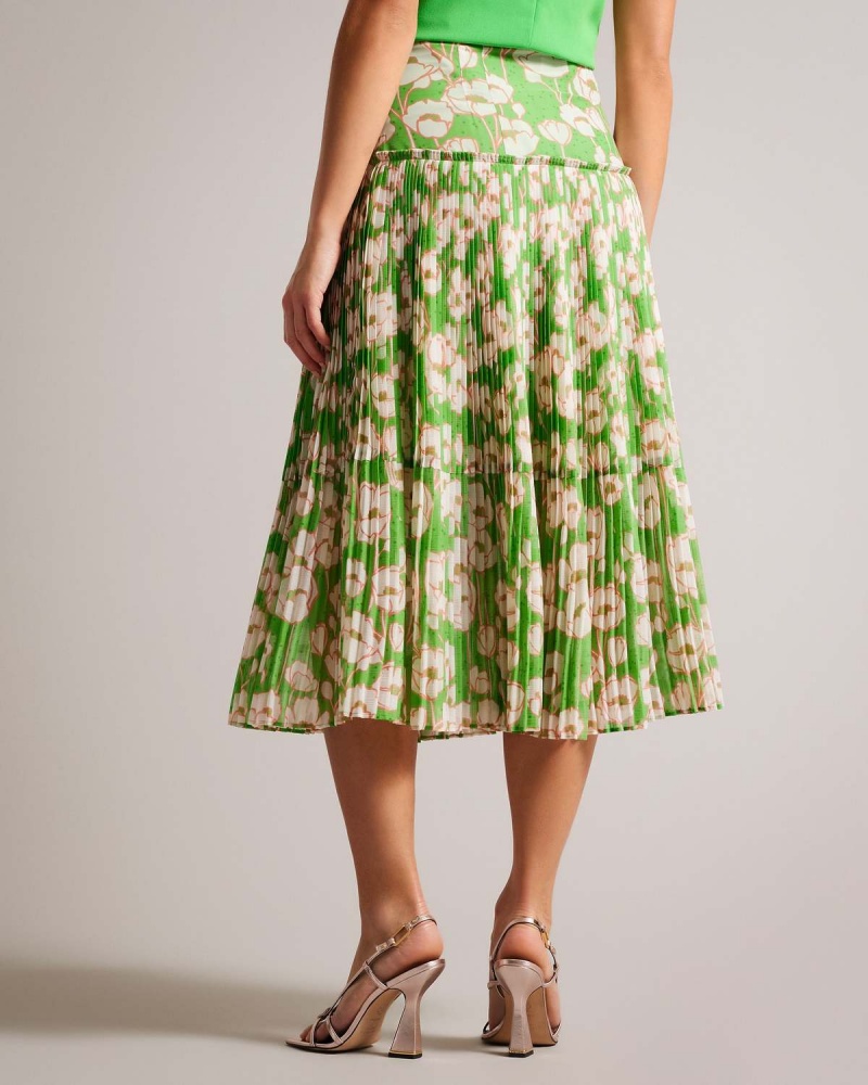 Ted Baker MARYIN Printed Pofałdowany Skirt Zielone | 23KRZXDQT