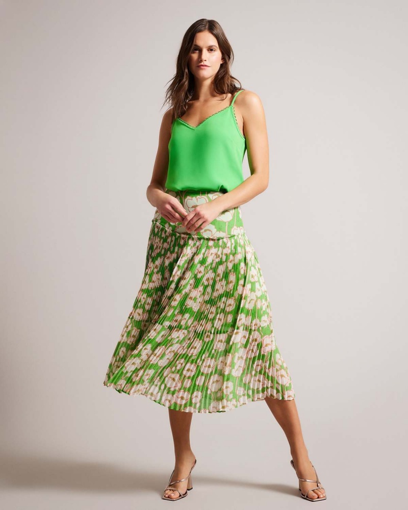 Ted Baker MARYIN Printed Pofałdowany Skirt Zielone | 23KRZXDQT