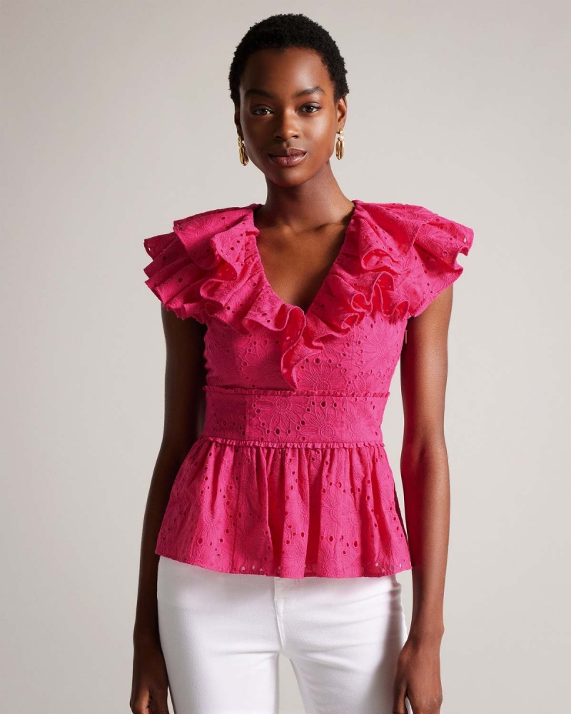 Ted Baker MAZIEH Broderie Top Brt-pink | 32XVWYMJF