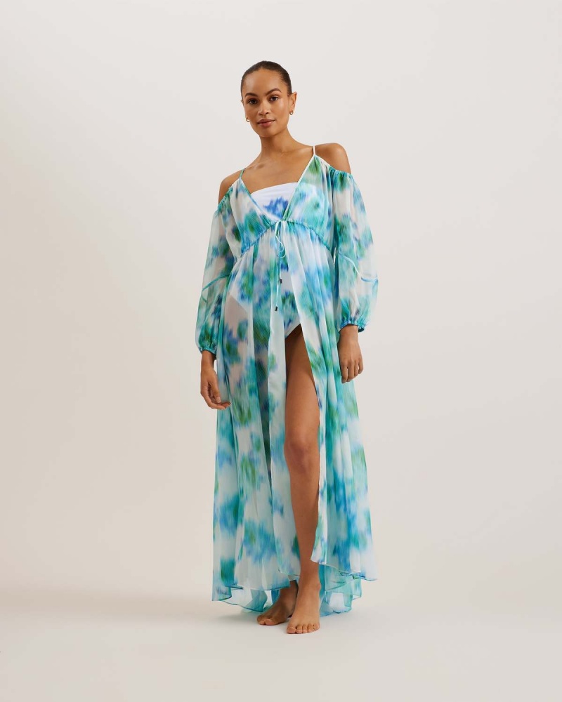 Ted Baker MERIANN Maxi Cover Up With Cold Shoulder Ivory | 35PYTXZSG