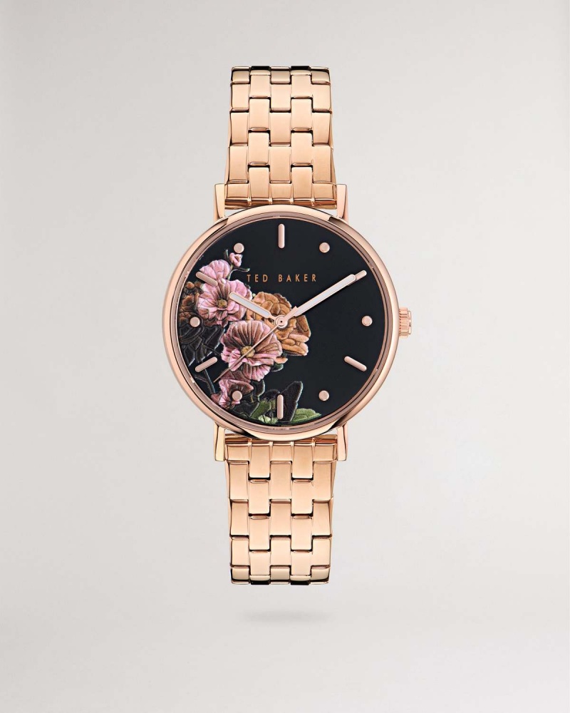 Ted Baker MIRIBEE BKPPH Printed Dial Bracelet Watch Rosegold | 92WLBDFMQ