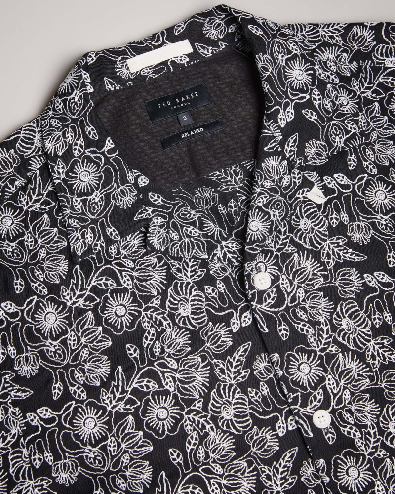 Ted Baker MULBEN Krótkie Sleeve Floral Embroidered Shirt Białe | 91UCBVDWN