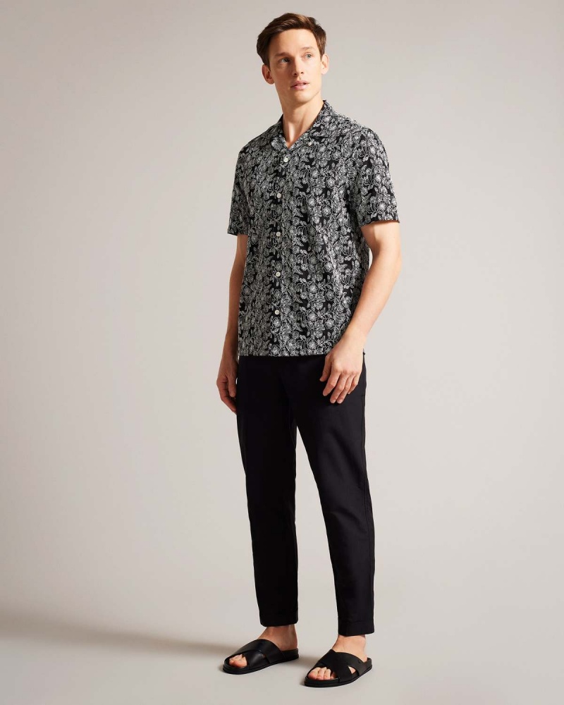 Ted Baker MULBEN Krótkie Sleeve Floral Embroidered Shirt Białe | 91UCBVDWN