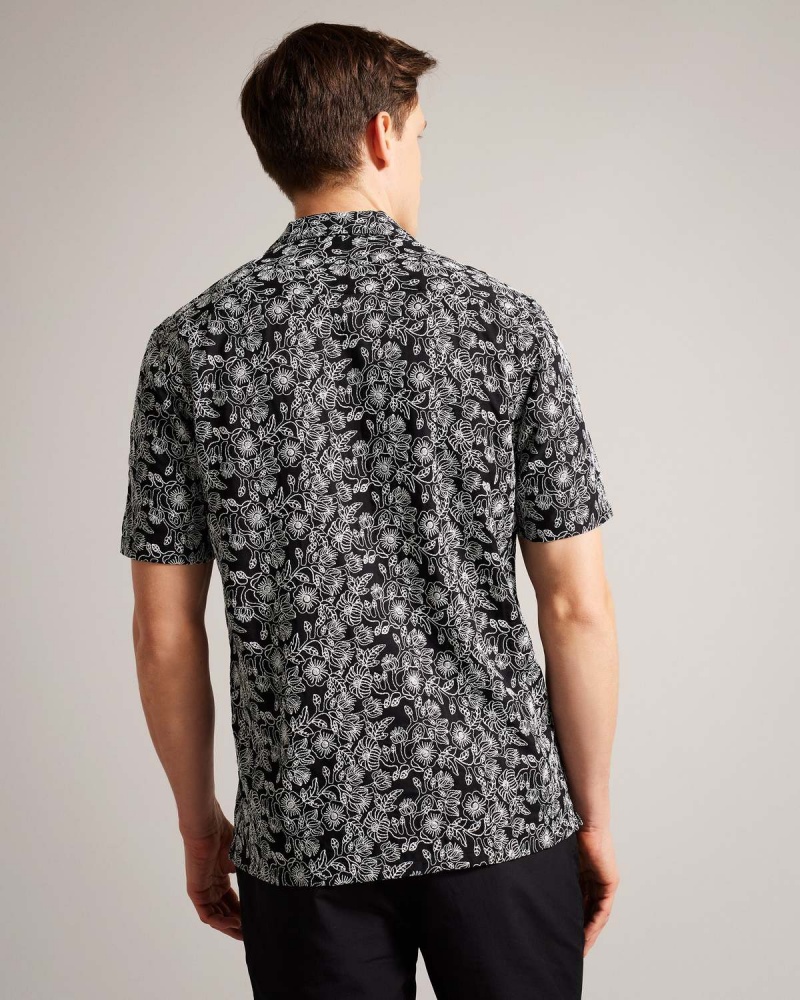 Ted Baker MULBEN Krótkie Sleeve Floral Embroidered Shirt Białe | 91UCBVDWN