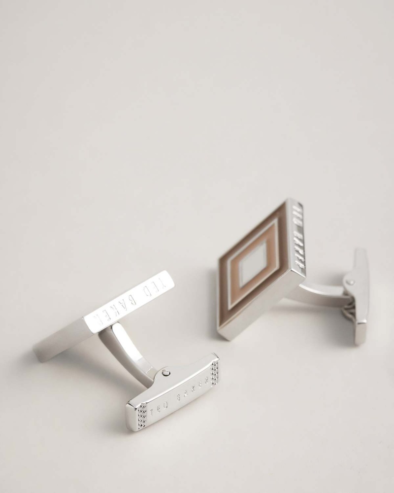 Ted Baker MULTII Layered Square Cufflinks Srebrne | 59VKYBXTI