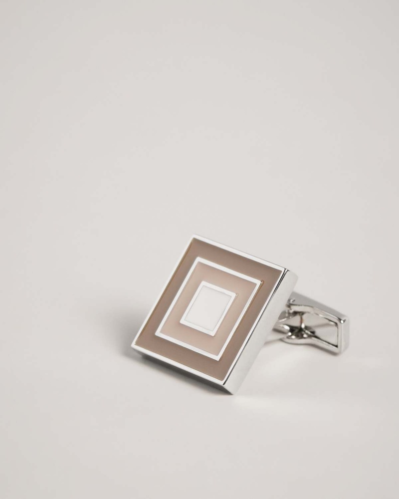 Ted Baker MULTII Layered Square Cufflinks Srebrne | 59VKYBXTI