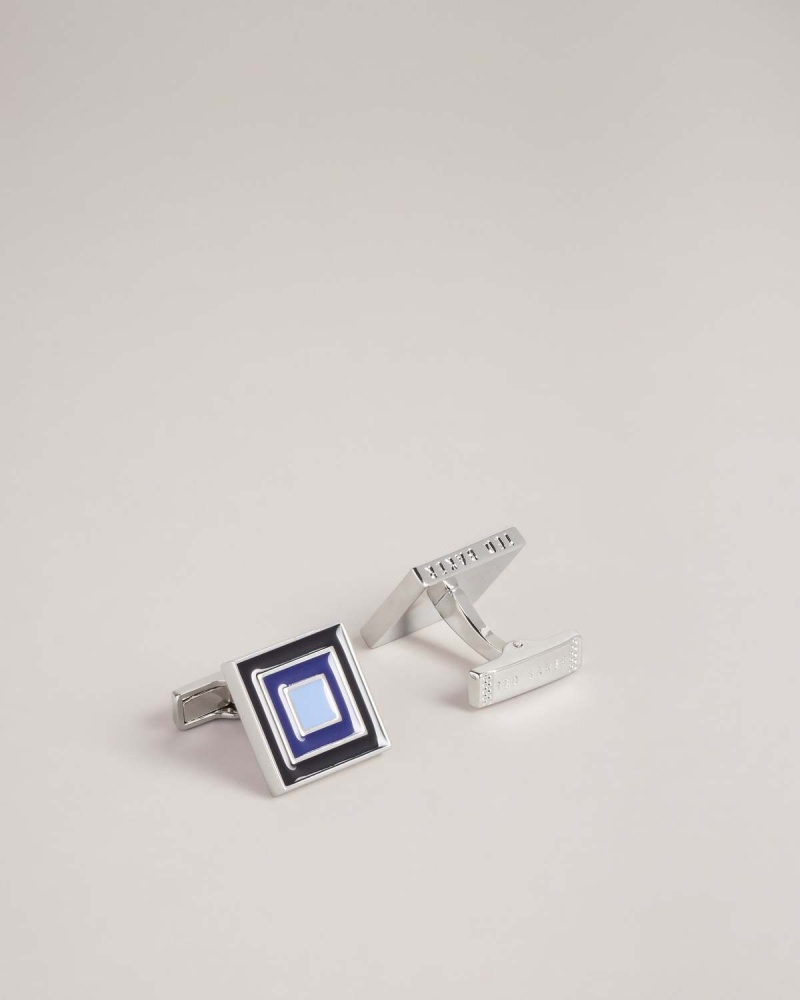 Ted Baker MULTII Layered Square Cufflinks Srebrne | 59VKYBXTI