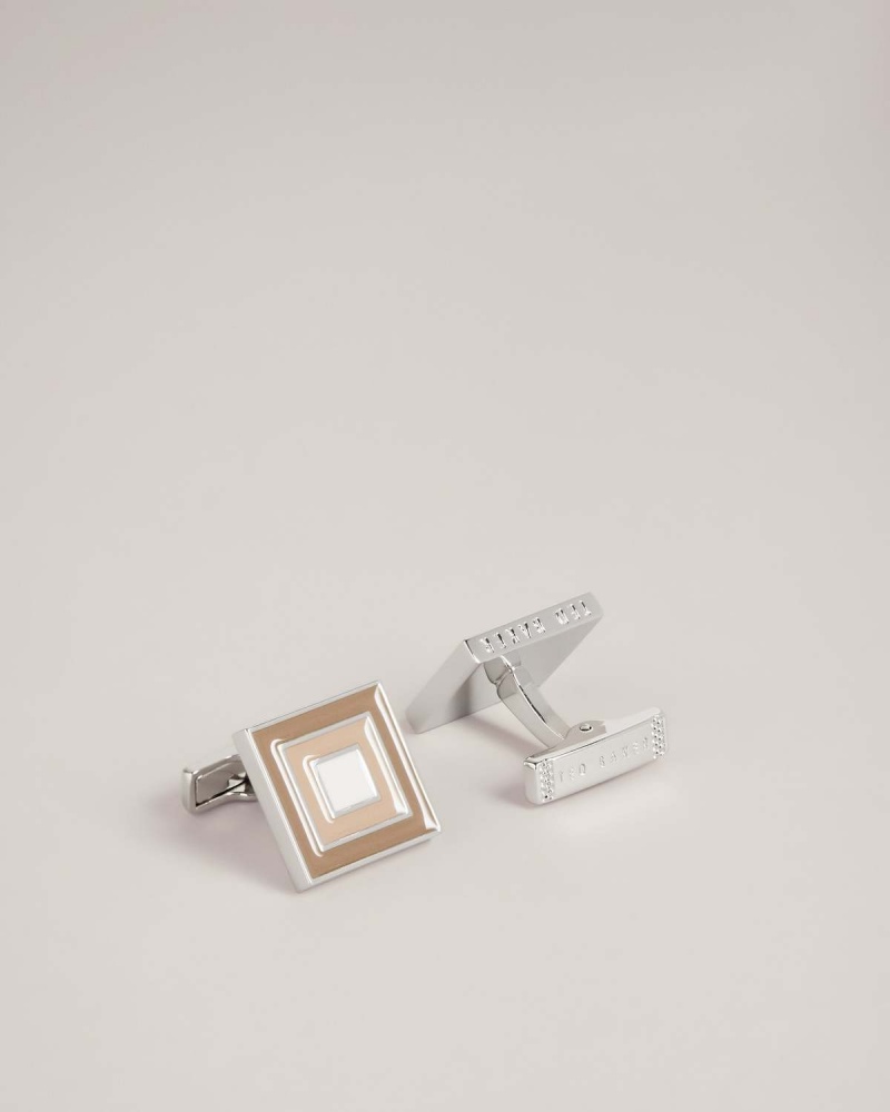 Ted Baker MULTII Layered Square Cufflinks Srebrne | 59VKYBXTI