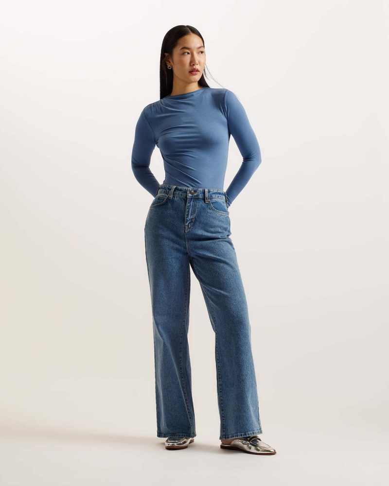 Ted Baker NASS WIDE LEG DENIM Niebieskie | 25NRPVEAI