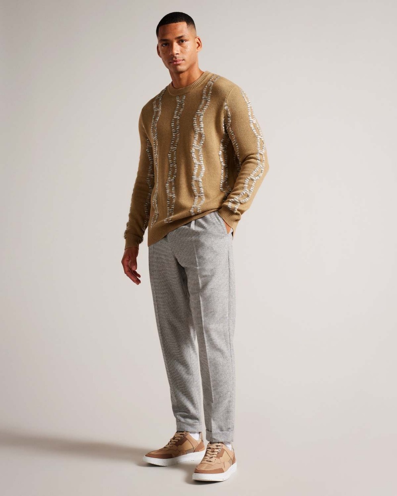 Ted Baker NERIN LS Regular Cable Crew Neck Camel | 72UOPFJWG