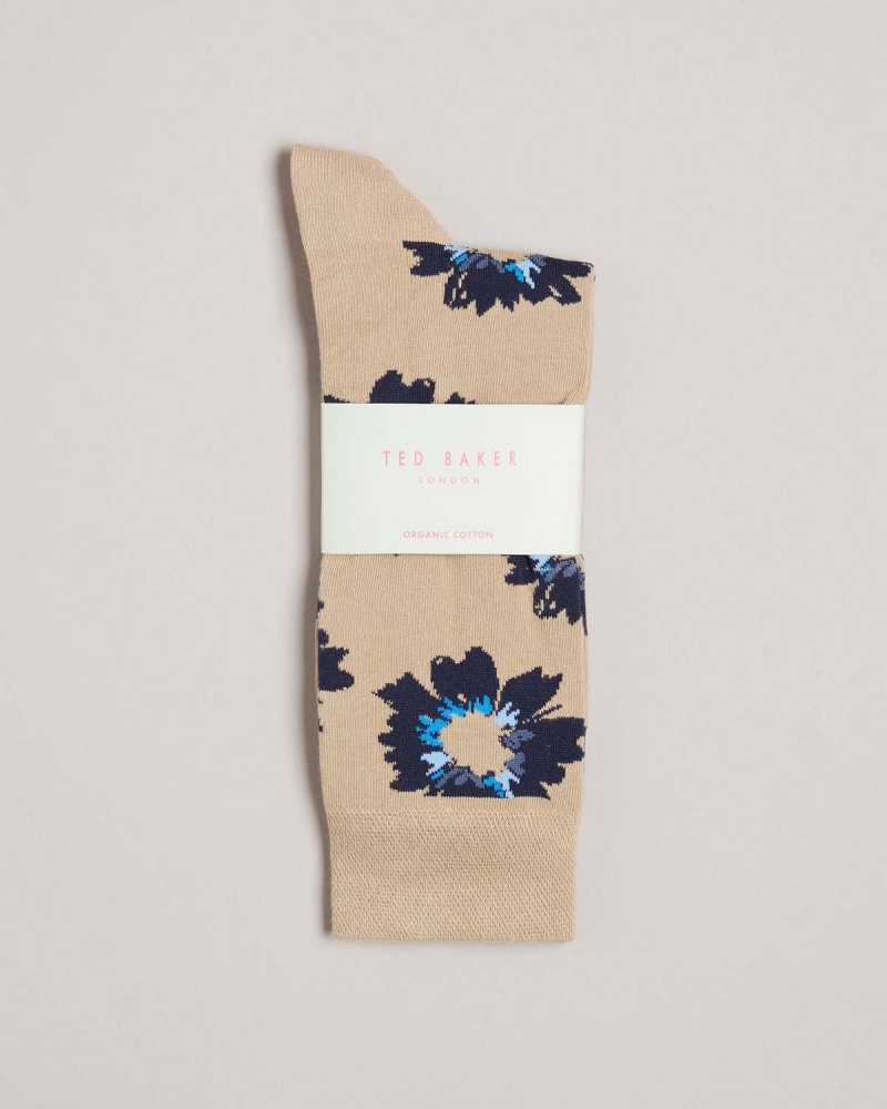 Ted Baker NEWFLOR Floral Pattern Sock Natural | 03LJKXBSG