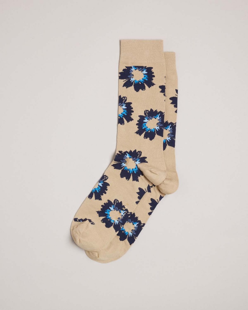 Ted Baker NEWFLOR Floral Pattern Sock Natural | 03LJKXBSG