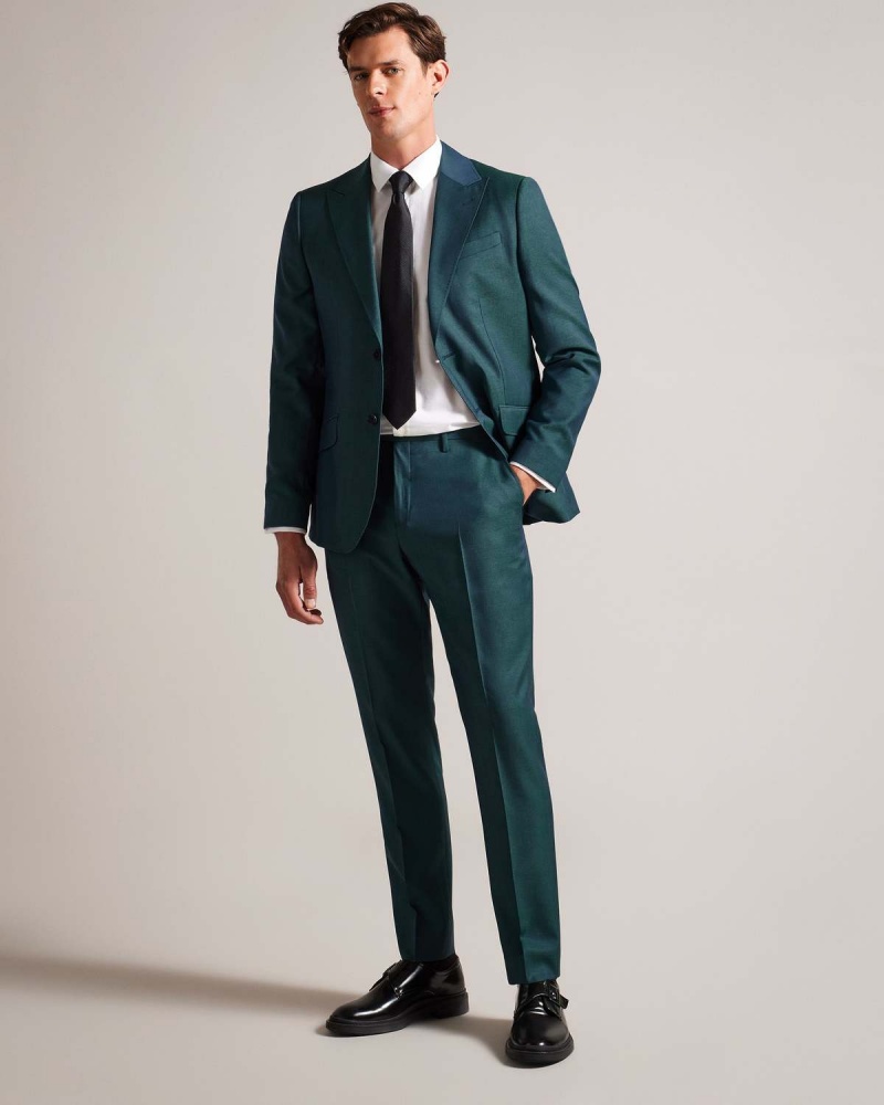 Ted Baker NORTHT Wełna Tonic Slim Suit Trouser Teal-blu | 61MQJZNXF