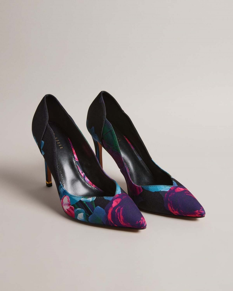 Ted Baker ORLAS Printed Satin 103mm Court Shoe Czarne | 87PVEXWLD