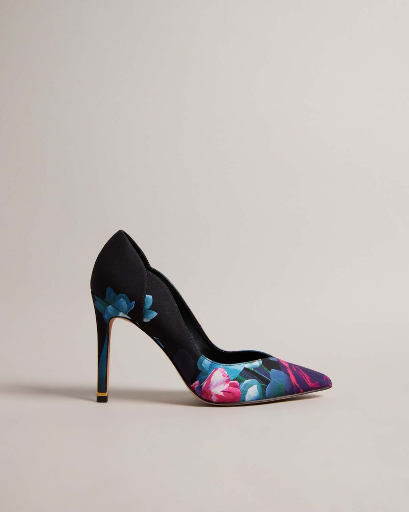 Ted Baker ORLAS Printed Satin 103mm Court Shoe Czarne | 87PVEXWLD