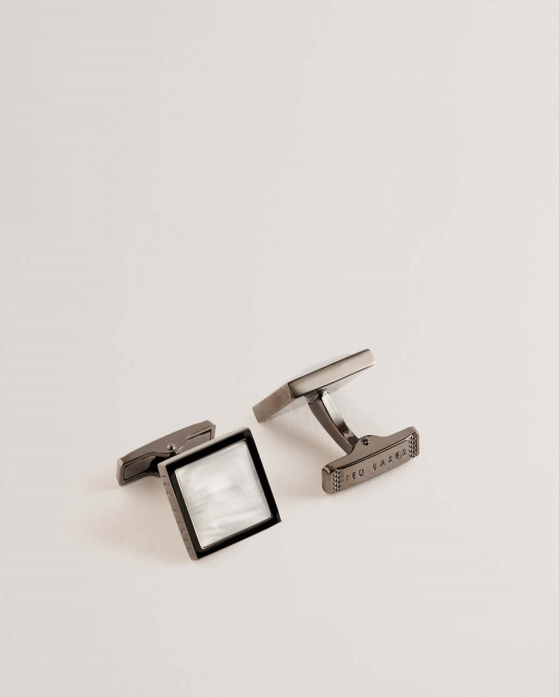 Ted Baker PERLIE Semi Precious Square Cufflinks Gunmet-col | 38QENDAHV