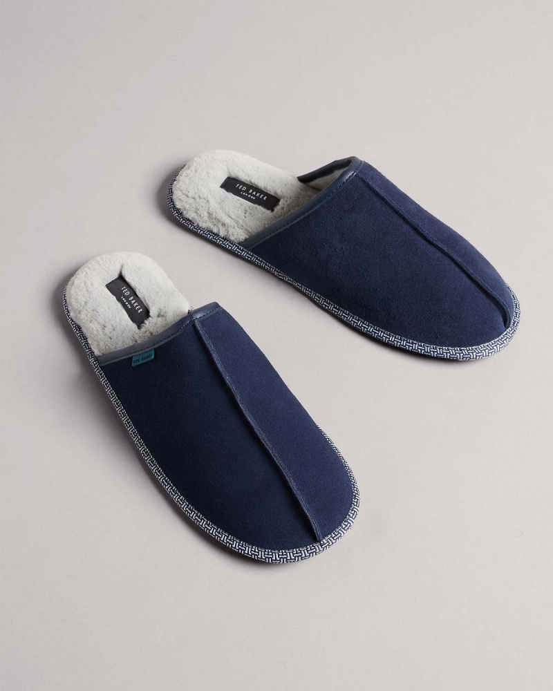 Ted Baker PETERR Zamszowe Mule Kapcie Dk-Blue | 19TYERQXN