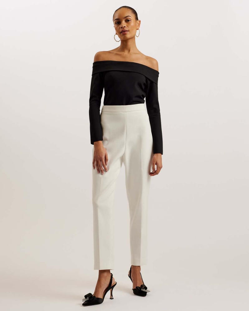 Ted Baker PHOLLYY Off The Shoulder Fitted Top Czarne | 39ELNXQCA