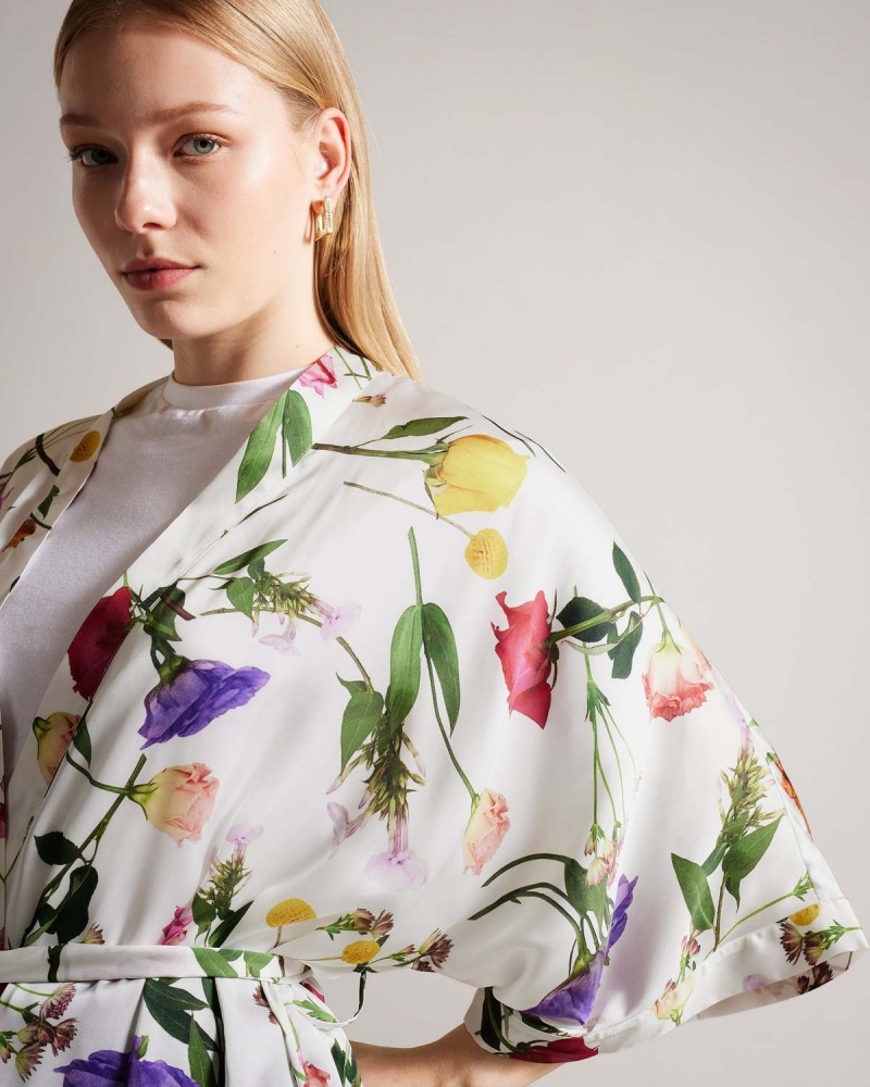 Ted Baker Paulaah Floral Printed Kimono Ecru | 71XYHNUMB