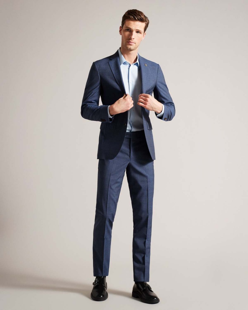 Ted Baker RAITHJ Navy Tweedy Suit Jacket Granatowe | 26NYXZJSI