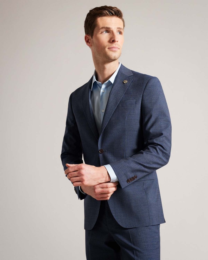 Ted Baker RAITHJ Navy Tweedy Suit Jacket Granatowe | 26NYXZJSI