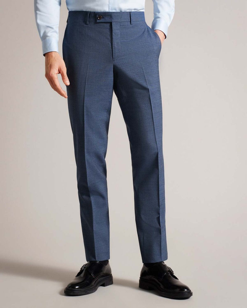 Ted Baker RAITHT Navy Tweedy Suit Trousers Granatowe | 50KXGYMAC