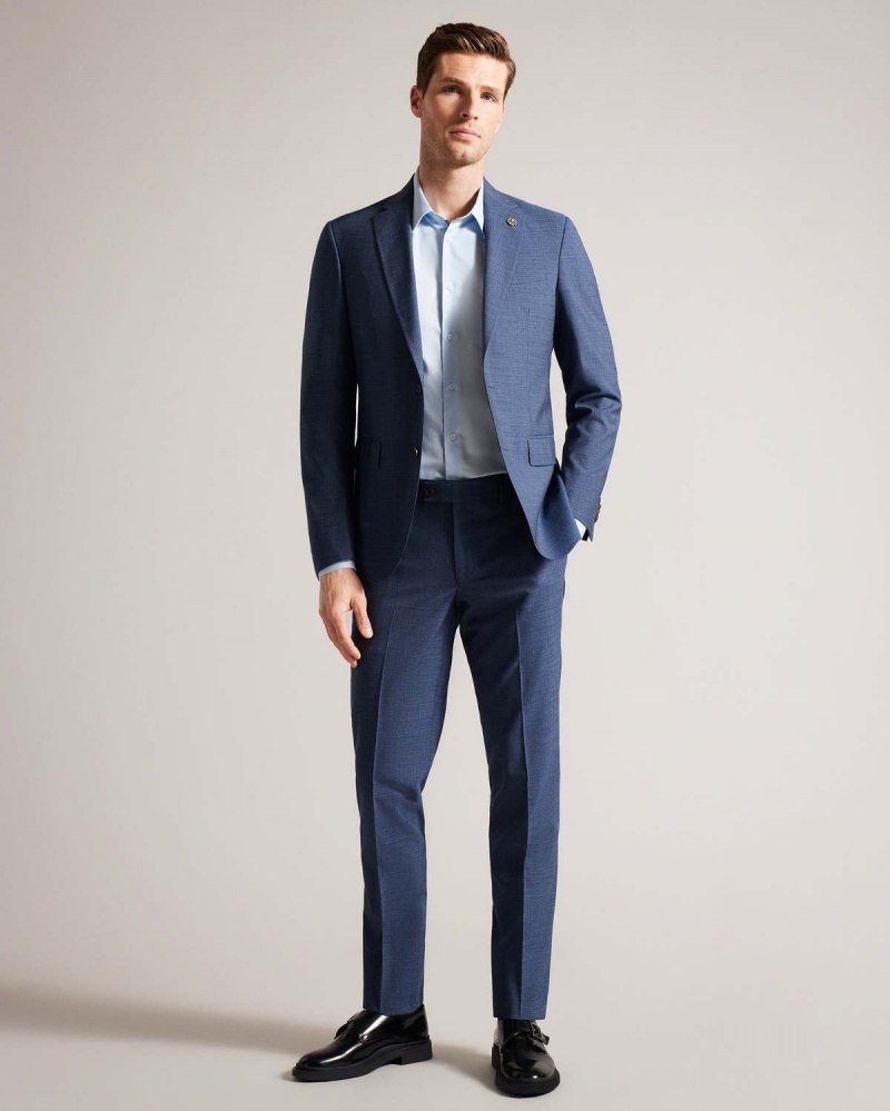 Ted Baker RAITHT Navy Tweedy Suit Trousers Granatowe | 50KXGYMAC