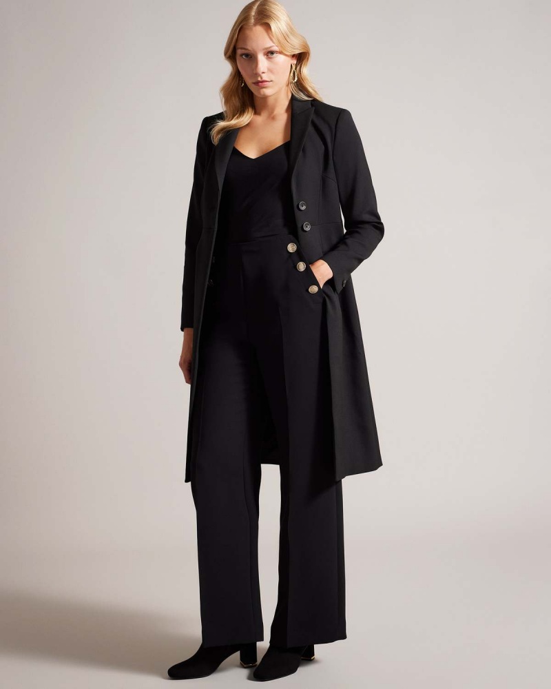 Ted Baker REMMIAA City Coat with Metal Hardware Czarne | 01CZIJPWF