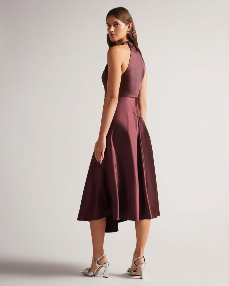 Ted Baker RENON Twist Neck Midi Sukienki Fioletowe | 12OPGRWAN