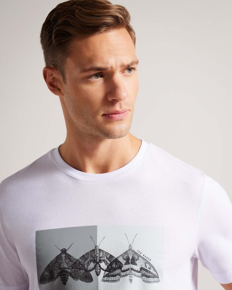 Ted Baker REWILD SS Regular Printed Tshirt Białe | 80JYZNIXE