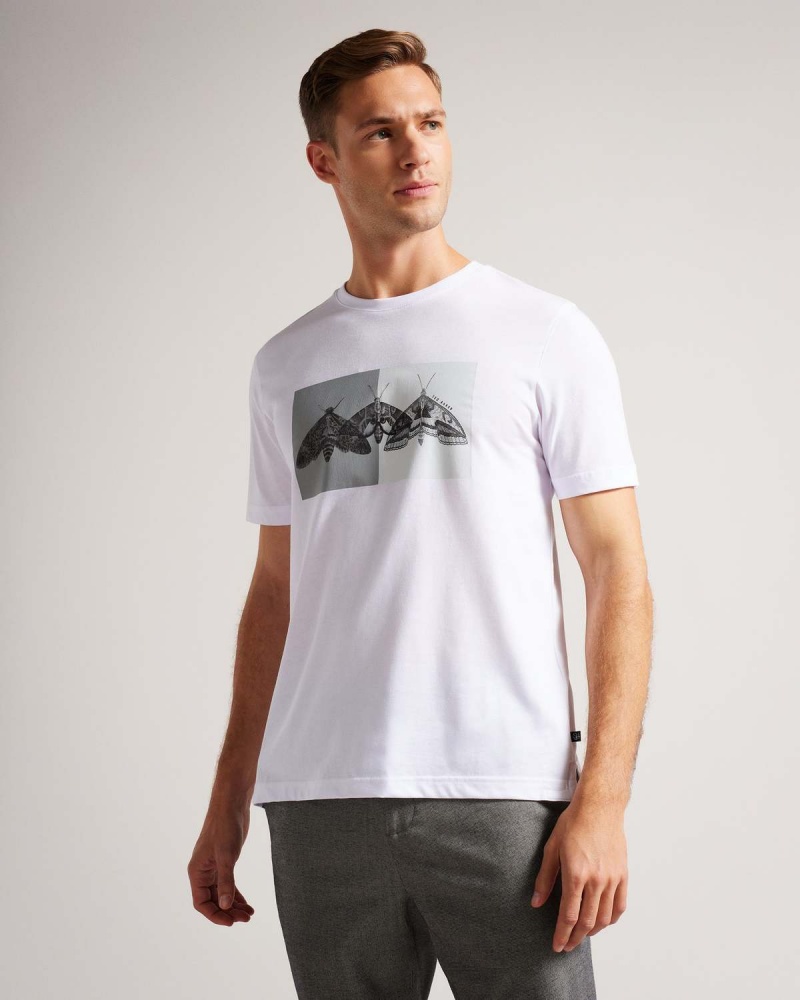 Ted Baker REWILD SS Regular Printed Tshirt Białe | 80JYZNIXE