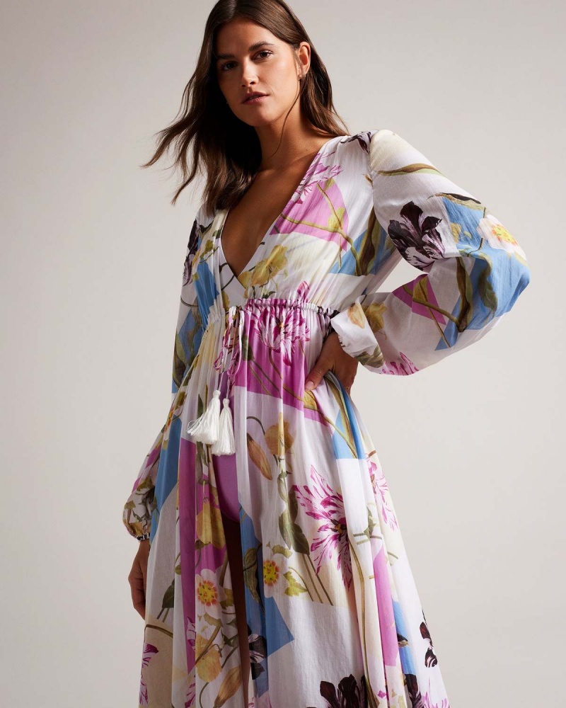 Ted Baker ROZLYN Floaty Maxi Cover Up Białe | 41SOXYNHU