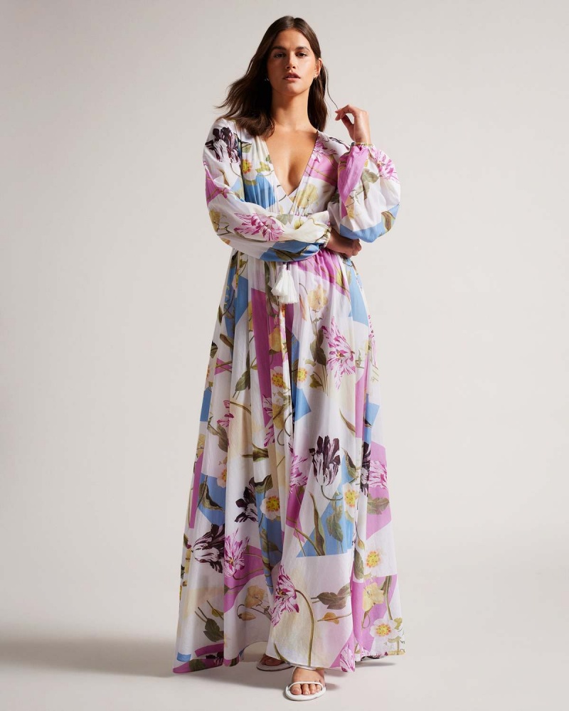 Ted Baker ROZLYN Floaty Maxi Cover Up Białe | 41SOXYNHU