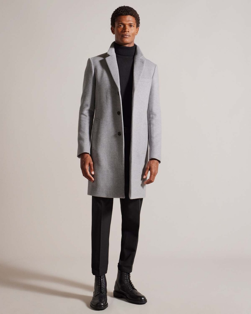 Ted Baker RUEBY Wełna Blend City Coat Szare | 42YUTXGRH