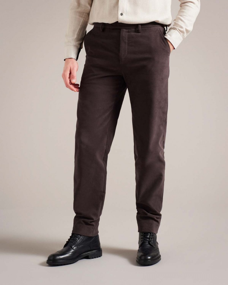 Ted Baker RUFUST Halden Tapered Moleskin Trousers Dk-brown | 68EFQJHCN