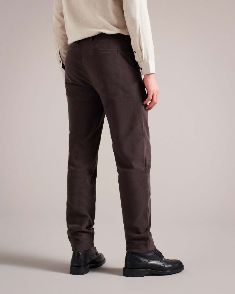 Ted Baker RUFUST Halden Tapered Moleskin Trousers Dk-brown | 68EFQJHCN