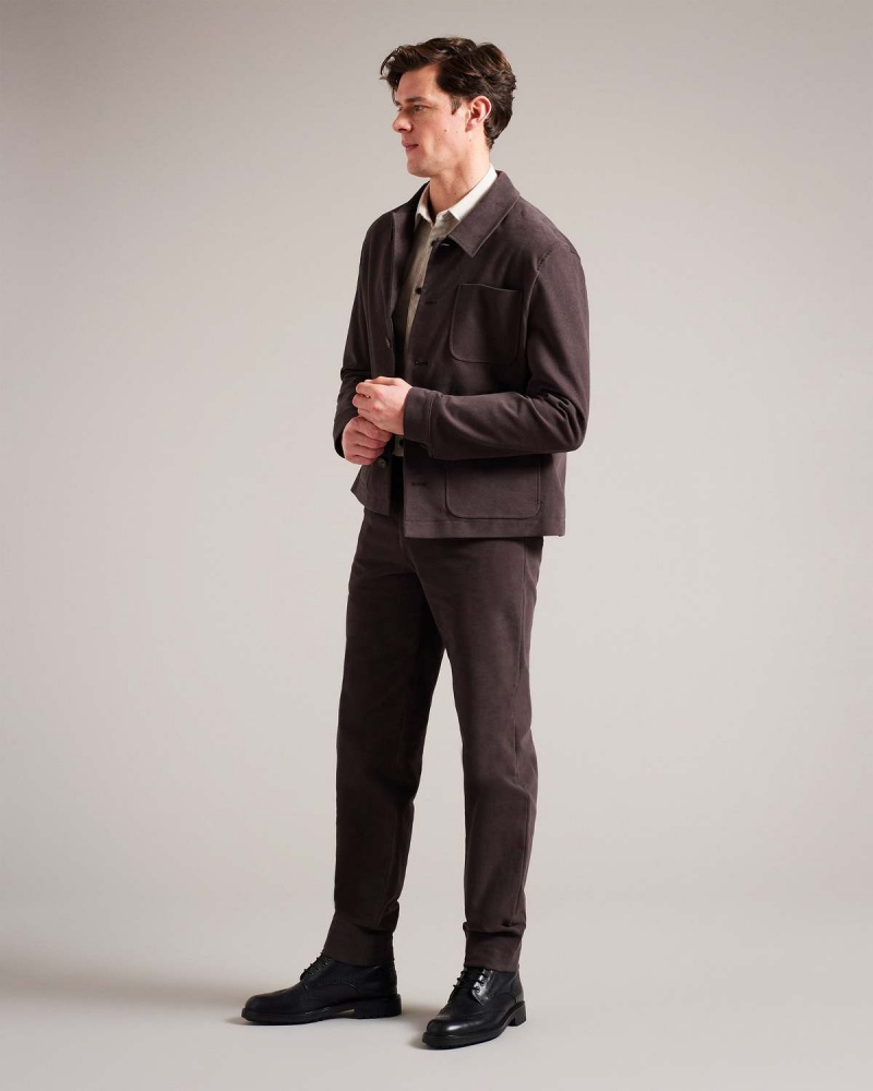 Ted Baker RUFUST Halden Tapered Moleskin Trousers Dk-brown | 68EFQJHCN