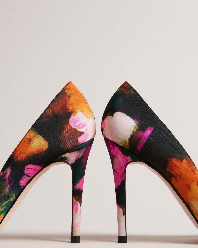 Ted Baker RYOH Art Print 100mm Bow Court Shoe Czarne | 96PZIYXHK