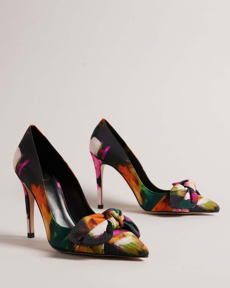 Ted Baker RYOH Art Print 100mm Bow Court Shoe Czarne | 96PZIYXHK